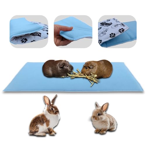 NEO SOLVO 3-in-1 Fleece - Matte, Decke und riesen Tunnel für Meerschweinchen und Kaninchen- 35 x 70 cm faltbar- saugfähige blaue Seite- weiche und kühle weiße Seite- C&C 2x1 von NEO SOLVO