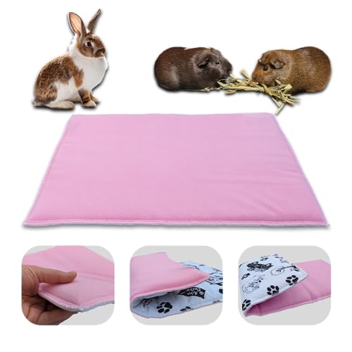 NEO SOLVO Fleece Spielplatzmatte für Meerschweinchen und Kaninchen - Alles in einem: eine Decke, EIN riesiger Tunnel, EIN Haus, EIN Kissen und EIN Bett - 50 cm x 60 cm - Rosa von NEO SOLVO