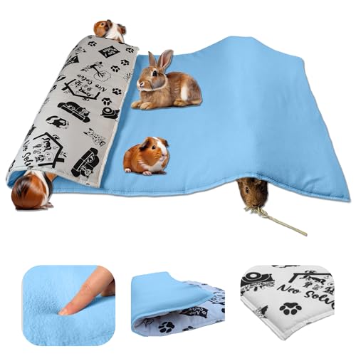 NEO SOLVO 3-in-1 Fleece - Matte, Decke und riesen Tunnel für Meerschweinchen und Kaninchen- 70 x 140 cm faltbar- saugfähige blaue Seite- weiche und kühle weiße Seite- C&C 2x4 von NEO SOLVO