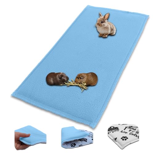 NEO SOLVO Fleecedecke Über Streu für Meerschweinchen und Kaninchen –140 x 70 cm, faltbar – saugfähige Blaue Seite – weiche und kühle weiße Seite – C&C 2 x 4 von NEO SOLVO