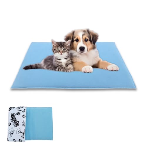 NEO SOLVO Wendbares Hundebett - weiche und saugfähige Fleeceseite und Glatte und kühle Polyesterseite - tragbar - 50cm x 60cm - Blau von NEO SOLVO