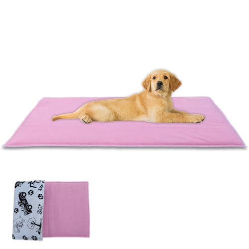 NEO SOLVO Wendbares Hundebett - weiche und saugfähige Fleeceseite und Glatte und kühle Polyesterseite - tragbar - 60cm x 120cm - Rosa von NEO SOLVO