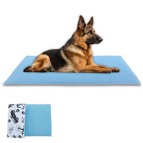 NEO SOLVO Wendbares Hundebett - weiche und saugfähige Fleeceseite und Glatte und kühle Polyesterseite - tragbar - 70cm x 140cm - Blau von NEO SOLVO