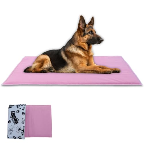 NEO SOLVO Wendbares Hundebett - weiche und saugfähige Fleeceseite und Glatte und kühle Polyesterseite - tragbar - 70cm x 140cm - Rosa von NEO SOLVO