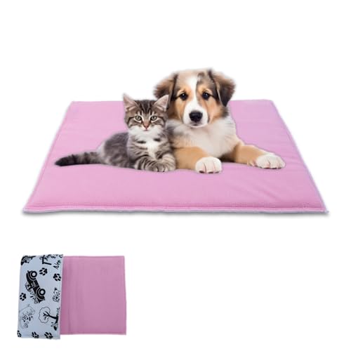 NEO SOLVO Wendekissen für kleine Hunde und Katzen – 50 x 60 cm – leicht zu transportieren – saugfähig – weiche und saugfähige Fleece-Vorderseite und glatte und frische Seite aus Polyester – Rosa von NEO SOLVO