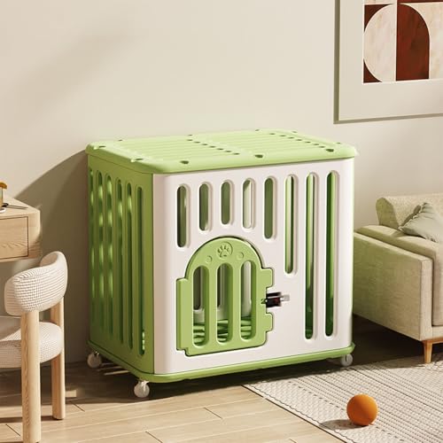 NEONMAN Hundekäfig dog crate hundekäfig für zuhause hundegitterbox Hunde käfig für Welpen kleine und mittelgroße Hunde aus PE-Kunststoff mit Rädern Fluchtschutz, Schloss, Kunststoffwanne(Grün,XS) von NEONMAN