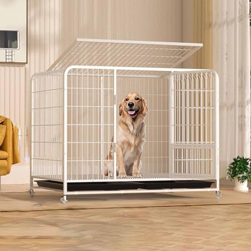 NEONMAN fig gitterbox Hund hundegitterbox dog crate mit Rädern verhindert das Entkommen verriegelbare Ablage Welpen kleine und mittelgroße Hunde verdickter Stahl(Weiß,60 * 42 von NEONMAN