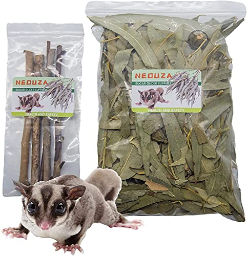 NEOUZA Sugar Glider Kleintiereinstreu, Kau-Leckereien, Backenzahnspielzeug, 200 g natürliche getrocknete Eukalyptusblätter und Zweige (200 g Eukalyptusblätter) von NEOUZA