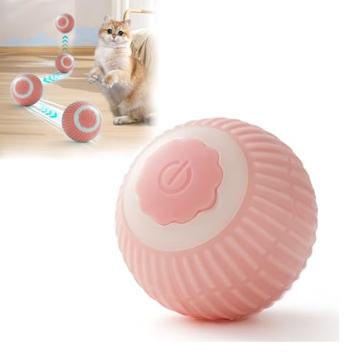 Katzenspielzeug Elektrisch Katzenball mit LED Licht, Interaktives Katzenspielzeug Ball, Automatischer 360° Rollbal Selbstbeschäftigung Katzenball, USB Wiederaufladbarer Katzenbälle für Katzen und Hund von NEOVSUNY