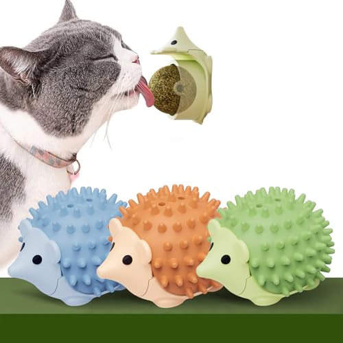 NEOVSUNY 3 Stück Katzenminze Balls Spielzeug für Katze,Katzenminze Ball Katzenminze Bälle Wand Catnip Balls Toys für Katze Katzenminze Ball Wand Drehbare Catnip Balls Katzenspielzeug Katzen leckstein von NEOVSUNY