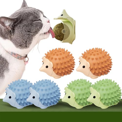 NEOVSUNY 6 Stück Katzenminze Balls Spielzeug für Katze,Katzenminze Ball Katzenminze Bälle Wand Catnip Balls Toys für Katze Katzenminze Ball Wand Drehbare Catnip Balls Katzenspielzeug Katzen leckstein von NEOVSUNY