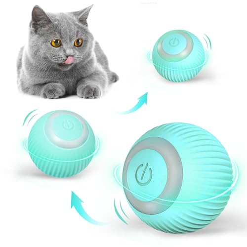 Katzenspielzeug Elektrisch Katzenball mit LED Licht, Interaktives Katzenspielzeug Katzenball, Katzenspielzeug Selbstbeschäftigung, Automatischer 360 Grad Rollbal USB Wiederaufladbarer für Katzen von NEOVSUNY