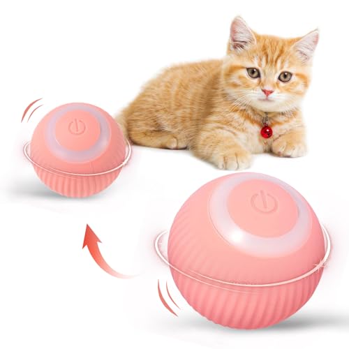 Katzenspielzeug Elektrisch Katzenball mit LED Licht, Interaktives Katzenspielzeug Katzenball, Katzenspielzeug Selbstbeschäftigung, Automatischer 360 Grad Rollbal USB Wiederaufladbarer für Katzen von NEOVSUNY