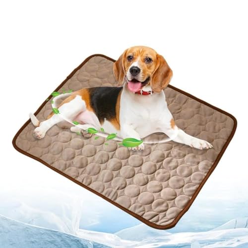 NEPHEW Dog Cooling Mat Cooling Blanket: Pet Self Cooling Pad for Dogs and Cats Small Dog Bed Sleeping Pad for Hot Summer Easy-Fold Pet Ice Silk Mat for Home Travel (L,Brown) von NEPHEW