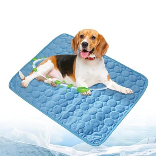 NEPHEW Kühlmatte für Hunde Hundedecke: Selbstkühlende Haustiermatte für Hunde und Katzen Kleines Hundebett Schlafunterlage Leichte Faltbare Haustier Eismatte (L,Blau) von NEPHEW