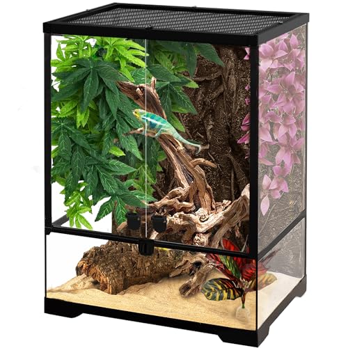 NEPTONION 32 Gallonen professionelles Glasterrarium 45cm x 45cm x 60cm, langlebiger Reptilien-Lebensraumtank, mit hitzebeständigem Rahmen aus Aluminiumlegierung von NEPTONION