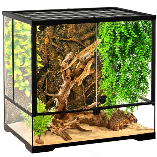 NEPTONION 32 Gallonen professionelles Glasterrarium 60cm x 45cm x 45cm, langlebiger Reptilien-Lebensraumtank, mit hitzebeständigem Rahmen aus Aluminiumlegierung von NEPTONION