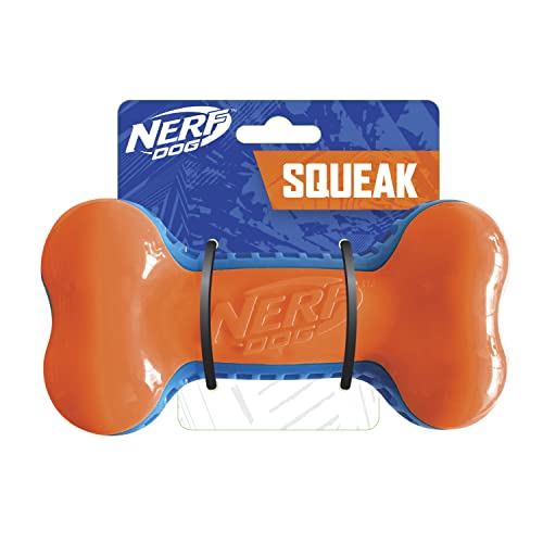 Nerf Dog Hundespielzeug Quietschknochen, 17,8 cm, Blau/Orange von Nerf Dog