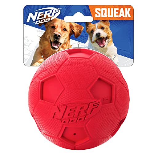 NERF Dog Soccer Quietschen Ball Hundespielzeug, groß, Rot von NERF