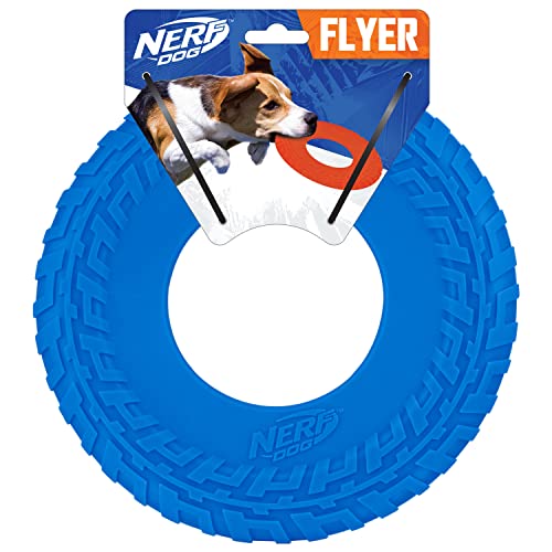 Nerf Dog Hundespielzeug aus Gummi, Frisbee, leicht, langlebig, schwimmt im Wasser, ideal für Strand und Pool, 25,4 cm Durchmesser, für mittelgroße/große Rassen, 1 Stück, Blau von NERF