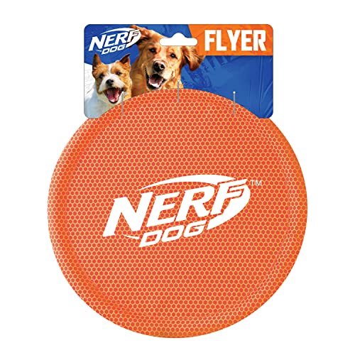 Nerf Dog Nylon Flyer Hundespielzeug, Fliegende Scheibe, leicht, langlebig und wasserabweisend, ideal für Strand und Pool, 22,9 cm Durchmesser, für mittelgroße/große Rassen, Einzeleinheit, Orange von NERF