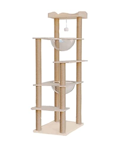 NESPIQ Katzenkratzbaum Katzenmöbel Massivholz Katzenklettergerüst Multifunktionaler Kratzbaumturm Hanfseil Katzenkratzbaum Katzenstangen Katzenhaus Kratzbaum Für Katzen(40 * 60 * 137cm) von NESPIQ