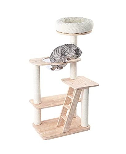 Katzenkratzbaum Katzenmöbel Massivholz-Klettergerüst Für Katzen, Katzenturm, Aktivitätsbaum, Katzenmöbel, Katzenwohnung Mit Leiter, Robuster Katzenkratzbaum Kratzbaum Für Katzen(60*40*125CM) von NESPIQ