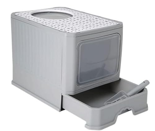 NESPIQ Katzentoilette Für Katzen Geschlossene Katzentoilette Mit Oberem Eingang, Mit Deckel Und Katzenstreuschaufel, Geruchsneutral, Spritzsicher Katzenklo Für Katzen(Grey) von NESPIQ