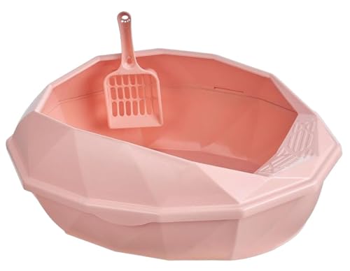 NESPIQ Katzentoilette Für Katzen Katzenstreubehälter, Katzentoilette Mit Hohlem Löffel, Katzentoilette Für Haustiere Katzenklo Für Katzen(Pink) von NESPIQ