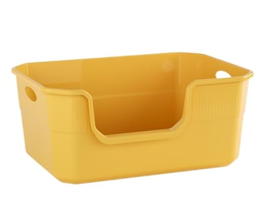 NESPIQ Katzentoilette Für Katzen Katzentoilette Mit Sieb, Katzentoilette, Leicht Zu Reinigen, Bettpfanne Mit Hohlen Griffen, Hohe Seitenwände, Abgesenkte Vorderseite Katzenklo Für Katzen(Yellow) von NESPIQ