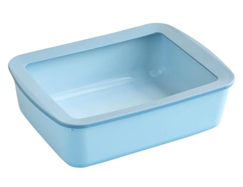 NESPIQ Katzentoilette Für Katzen Rechteckige Katzentoilette, Anti-Spritz-Katzentoilette, Abnehmbar, Kätzchen Katzenklo Für Katzen(Blue,41 cm) von NESPIQ