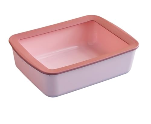 NESPIQ Katzentoilette Für Katzen Rechteckige Katzentoilette, Anti-Spritz-Katzentoilette, Abnehmbar, Kätzchen Katzenklo Für Katzen(Pink,41 cm) von NESPIQ