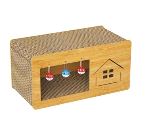 NESPIQ Kratzbrett Katzen 2-in-1-Katzenkratzhaus Aus Pappe Kombiniert Spielruhe, Gemütliches Katzenhaus, Katzenkratzer for Hauskatzen Katzenkratzbretter(48x24cm) von NESPIQ