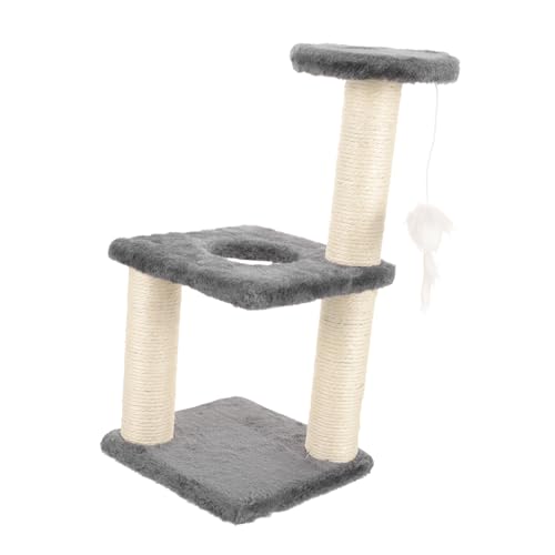 Klettergerüst Für Katzen Katzenkratzbaum Verschleißfester Katzenkratzer Vertikaler Kratzbaum Kratzstange Mit Kratzspielzeug Kratzbaum Für Katze Katzenbäume Flanell Light Grey NESTINGHO von NESTINGHO