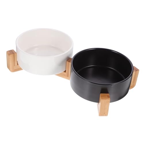 NESTINGHO 1 Satz Haustiernapf pet Feeder pet Bowl feedmedaily näpfe für Katzen katzennäpfe Hundenapf Haustiere Hundefutter Welpenfütterungsnapf aus Keramik Wasserschale Katzenfutter Holz von NESTINGHO