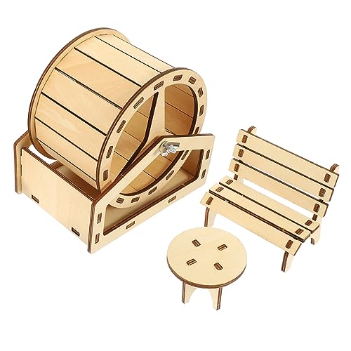 NESTINGHO 1 Set Rattenrad Spielzeug DIY DIY Hamster Lebensraum Dekorationen Chinchilla Spielzeug Holz Heimtierbedarf von NESTINGHO