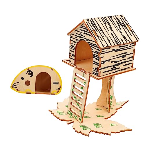 NESTINGHO 2St Hamsterhaus Hamster Spielzeug hamsterspielzeug Nagetierkäfig Nagetierhaus Hamsterhöhle Käfig für Hamster Auto Spielzeug Autozubehör Haustierzubehör kleine Haustierhütte hölzern von NESTINGHO