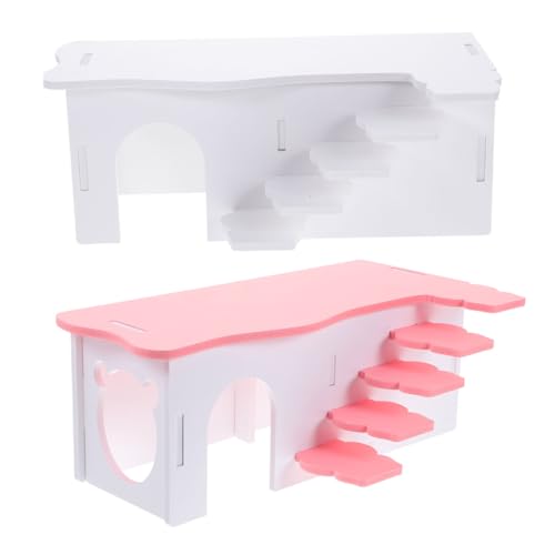 NESTINGHO 2St Hamsterhaus Hamsterkäfigleiter Käfig für Rennmäuse Hamsterversteck Hamsternest Hamster Spielplatz Hamster Spielzeug Meerschweinchen Käfig-Dekor Plattform für Hamsterleitern PVC von NESTINGHO