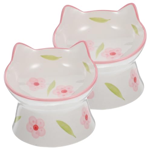 NESTINGHO 2St Katzen Schale Keramik Schale Schüssel erhöhte Wasserschale erhöhte Hundegeschirre pet Water Bowl katzenfutter Schalen Mehrzwecknapf für Haustiere erhöhte Futternäpfe für Katzen von NESTINGHO