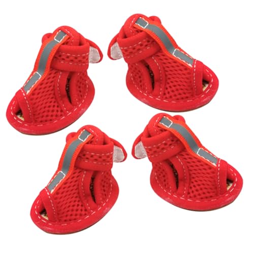 NESTINGHO 4 Stück Haustiersandalen Mesh-Stiefel für Hunde Hundeschuhe für Haustiere rutschfeste Hundeschuhe Paws pfotenschutz Schuhe für hundepfoten Haustierschuhe Hund Sandalen rot von NESTINGHO