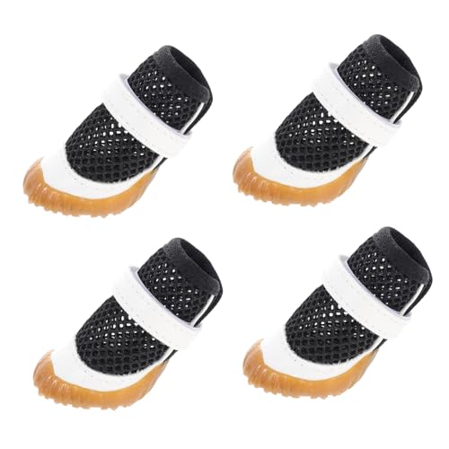 NESTINGHO 4 Stück Haustierschuhe Sommer Welpenstiefel Mesh-Hundeschuhe wasserdichte Welpenstiefel Sommerstiefel Paws pfotenschutz hundepflege Hohle Hundeschuhe Sommer-Welpenstiefel PVC Black von NESTINGHO