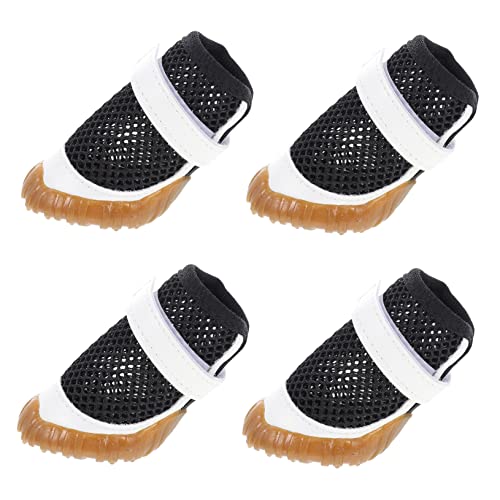 NESTINGHO 4 Stück Haustierschuhe rutschfeste Hundeschuhe Welpenstiefel Welpenschuhe Hundestiefel Paws pfotenschutz Schuhe für hundepfoten Sommerstiefel für Hunde Hohle Hundeschuhe PVC Black von NESTINGHO