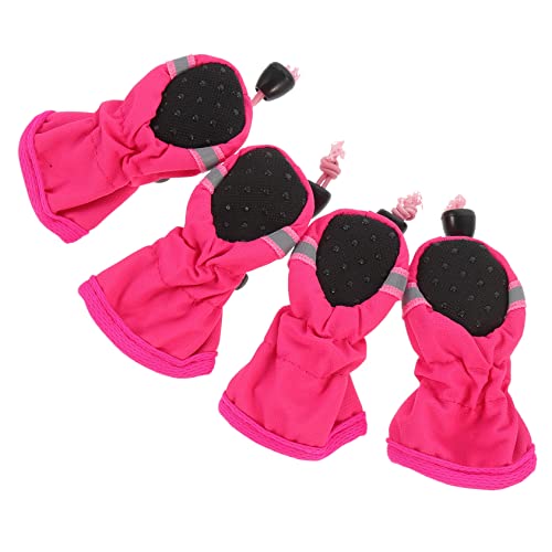 NESTINGHO 4 Stück wasserdichte Fußabdeckung Für Haustiere Outdoor-socken Schneeschuhe Für Haustiere Heißer Pflasterpfotenschutzschuh Schneestiefel Haustierschuhe Hundesocke Rosa Gummi von NESTINGHO