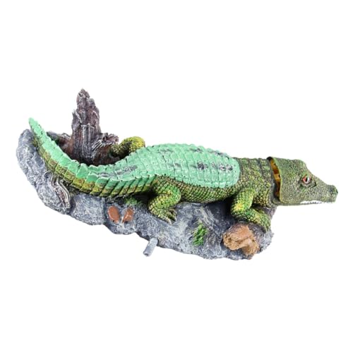 NESTINGHO Aquarium-Alligator-Ornament Aquarium-landschaftsstütze Dekorationen Für Aquarien Krokodil-Aquarium-dekor Aquarienkrokodil Schmücken Aquarium-krokodil-Ornament Blasendekor Harz von NESTINGHO