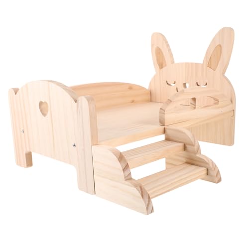 NESTINGHO Bunny Ears Bunny Ohren Kleintierbett Kleintierstall Meerschweinchenbett naturholz Mäuse Rattennest Meerschweinchen Treppe Plattformbett für Hamster aus Holz Hamsterzubehör hölzern von NESTINGHO