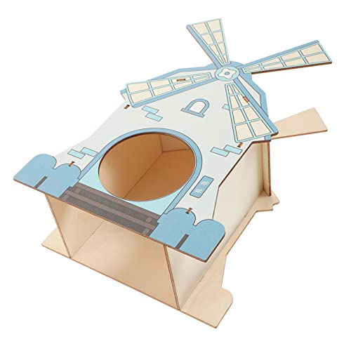 NESTINGHO Hamster-windmühlenhaus Käfighaus Eichhörnchen Spielzeug Hamsterversteck Für Den Haushalt Spielzeug Für Hamster Versteckhaus Für Meerschweinchen Haustiere Versteck Blue Hölzern von NESTINGHO