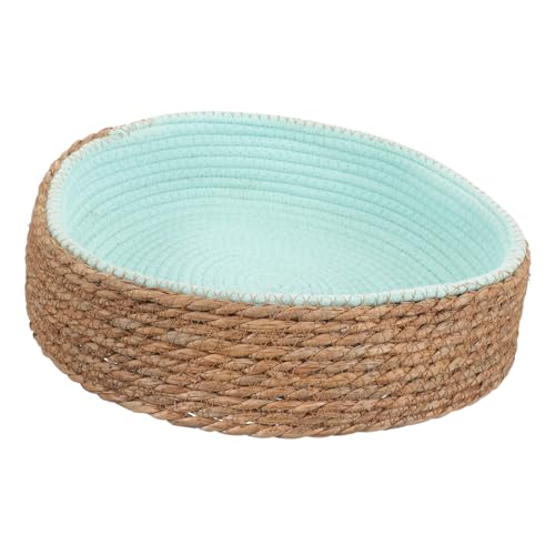 NESTINGHO Haustierbett aus Rattan pet Bed haustierfeldbett Haustierkorb Wicker Schlafplatz für Haustiere hundebetten Katzenhaus Heimtierbedarf Nestbett für Haustiere Hundekreisbett Grasweide von NESTINGHO