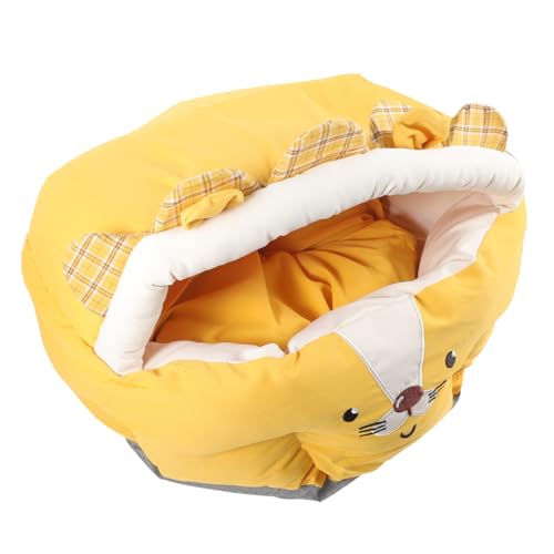 NESTINGHO Haustierbett pet Bed Dog beds katzenliege Kuscheliges Haustierhaus cat Bed Katzenbett Flauschiges Plüsch-Katzennest warmes katzenschlafbett Katzenheim Zuhause kurzer Plüsch Orange von NESTINGHO