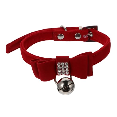 NESTINGHO Haustierhalsband pet Supplies haustierbedarf katzenzubehöhr für zubehör Kätzchen-Kragen Hundebandana-Lätzchen Hund Glocke Welpe Bogenhalsband Samtstoff rot von NESTINGHO