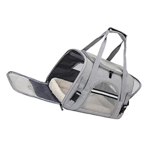 NESTINGHO Haustiertasche Tragetasche für Katzen großer Katzentransporter Katzentrage groß pet Backpack Hunde Reisetasche Reise-Haustiertransportbox Reisetasche für Katzen Oxford-Stoff Grey von NESTINGHO